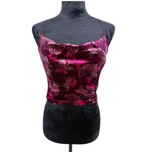 Urban Renewal Velvet Velour Butterfly Crop Top Cami Size XS Fairy Festival